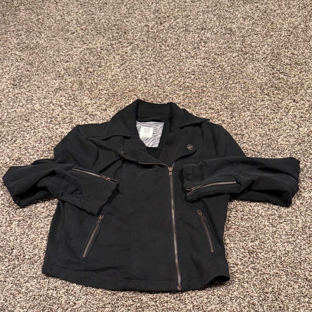 Matilda Jane Women’s Black Zip-Front Jacket - Moto Style Sz. M